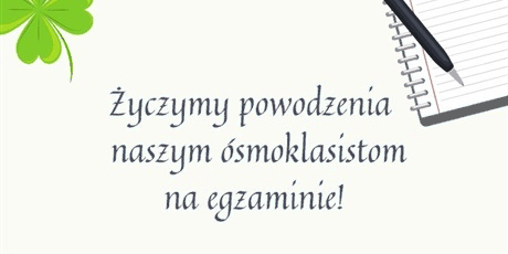 Niebieski napis powodzenia dla ósmoklasistów